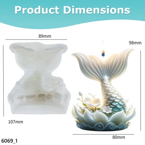 YY6069 Deniz Temalı Denizkızı kuyrugu Mum Mumluk Silikon Kalıp